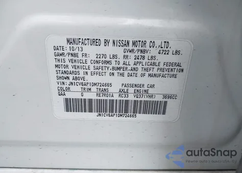 2013 Infiniti G37 Journey from USA, damaged, VIN JN1CV6AP1DM724665